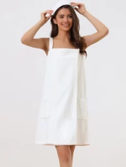 Cheibear Womens Towel Wrap Bathrobe Spa Towels Robe With Adjustable Closure For Gym Shower