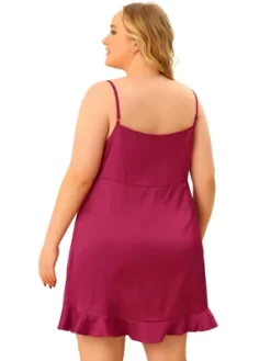 Agnes Orinda Women's Plus Size Satin Ruffle Trim Lingerie V Neck Sleepwear Slips Pajamas Nightgown -Women Sale Shop GUEST f7b677ab 2578 47d3 9d5e 7a8c7e440615
