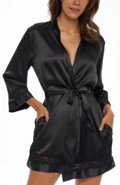 Womens Short Satin Lace Trim Robe, Silk Like Loungewear -Women Sale Shop GUEST f8556440 410f 42e5 8501 be950dd3a077