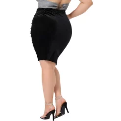 Agnes Orinda Women's Plus Size Velvet Stretch High Waist Ruched Pencil Bodycon Mini Club Skirt -Women Sale Shop GUEST f85d0722 0589 4ddc a68f 3090e62fdea5