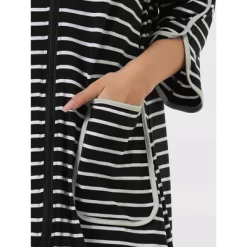 Cheibear Women's Zip Front Robe 3/4 Sleeve Striped Long Bathrobe Dress Pajama -Women Sale Shop GUEST fb1eaa88 1bea 4eca b888 4d5150426804