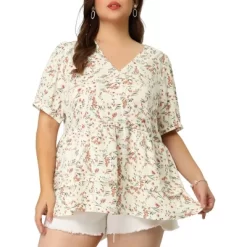 Agnes Orinda Women's Plus Size Blouse Floral Layered Flare Hem Casual Peplum Tops -Women Sale Shop GUEST fb9b58f4 cc5e 4e36 b04e efcac8bed0b5