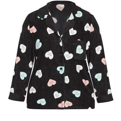 Women's Plus Size Button Up Fleece Top - Black | AVENUE 6 Women's Plus Size Button Up Fleece Top - Black | AVENUE - Image 4