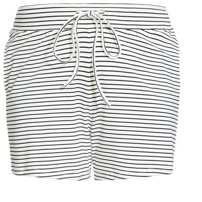 Women's Plus Size Knit Tie Stripe Short - Cream | ZIM & ZOE 4 Women's Plus Size Knit Tie Stripe Short - Cream | ZIM & ZOE - Image 2