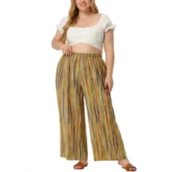 Agnes Orinda Women's Plus Size Boho Palazzo Lounge Wide Leg Pants With Elastic Waist And Stripe -Women Sale Shop GUEST fd41aaae 5d2d 401f 8d1f 1b7c1aeeb090
