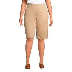 Lands' End Women's Plus Size Mid Rise Elastic Waist Pull On 12" Knockabout Chino Bermuda Shorts -Women Sale Shop GUEST fdba59c1 a784 4bc8 91c2 227647e6bfed