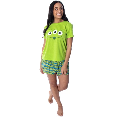 Disney Women's Toy Story Pizza Planet Aliens Shirt And Shorts Pajama Set Lime Green 3 Disney Women's Toy Story Pizza Planet Aliens Shirt And Shorts Pajama Set Lime Green