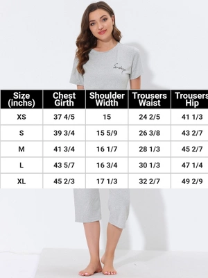 Cheibear Womens Sleepwear Pajama Set Round Neck Nightwear Lounge Pjs With Capri Pants 6 Cheibear Womens Sleepwear Pajama Set Round Neck Nightwear Lounge Pjs With Capri Pants - Image 4